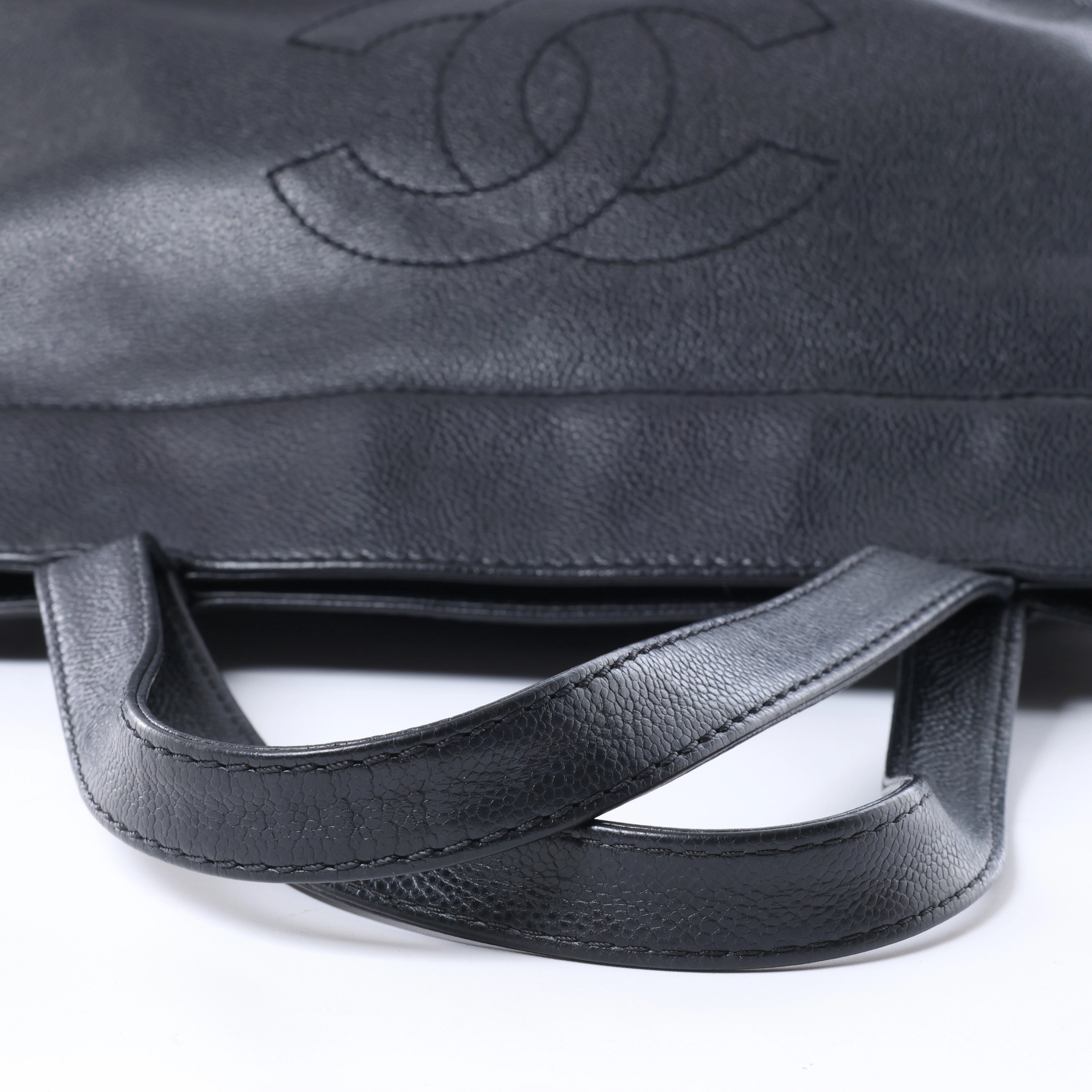 Chanel Coco Mark Line Caviar Leather Shoulder Bag in Black