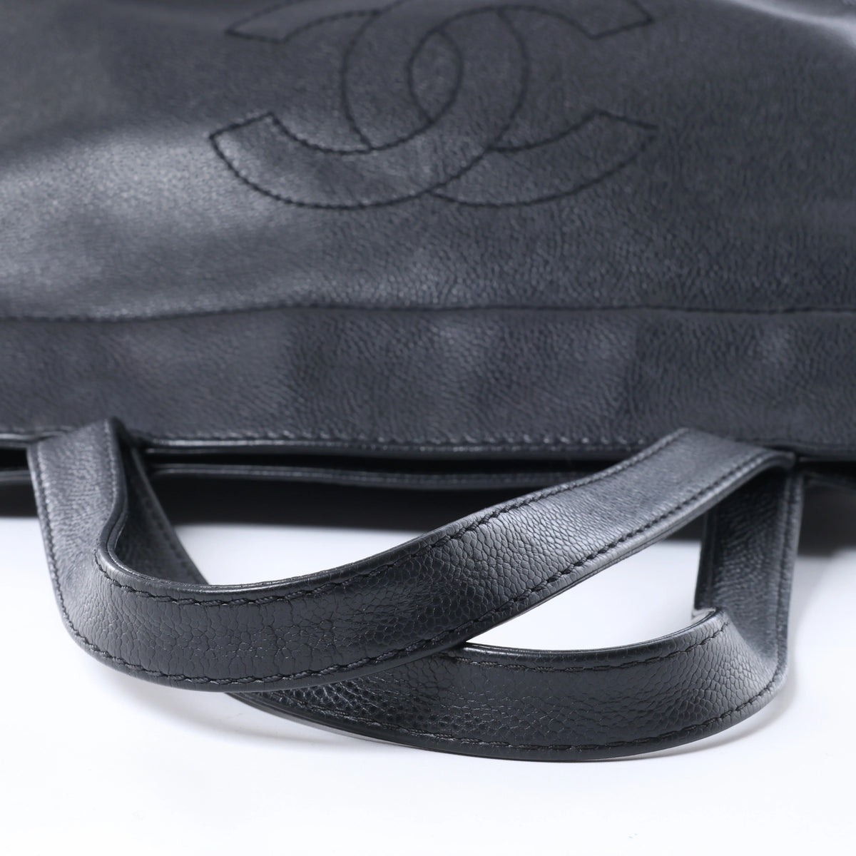 Chanel Coco Mark Line Caviar Leather Shoulder Bag in Black
