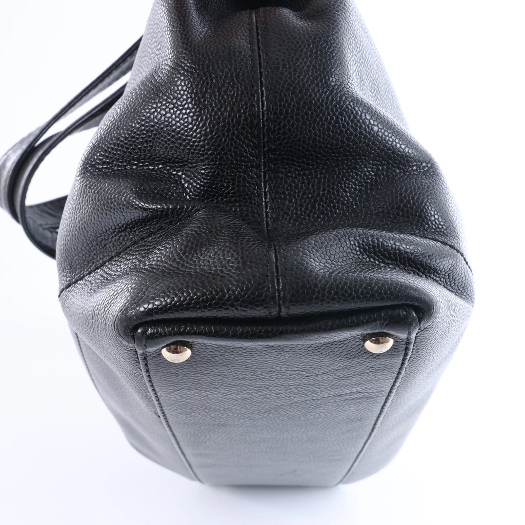Chanel Coco Mark Line Caviar Leather Shoulder Bag in Black