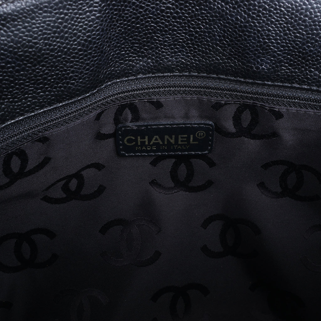 Chanel Coco Mark Line Caviar Leather Shoulder Bag in Black