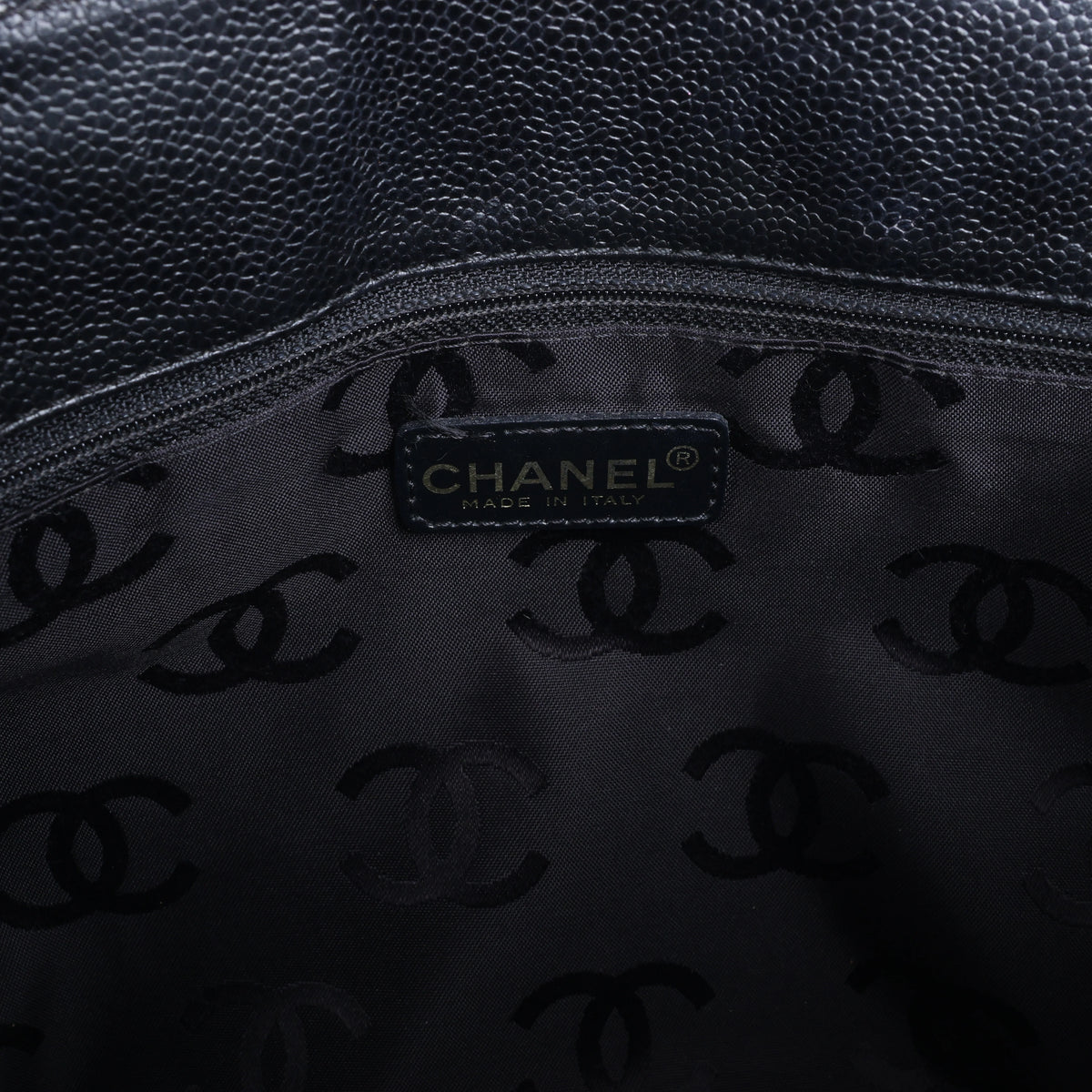 Chanel Coco Mark Line Caviar Leather Shoulder Bag in Black