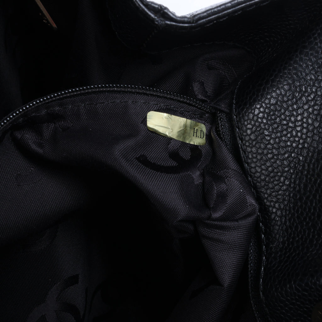 Chanel Coco Mark Line Caviar Leather Shoulder Bag in Black