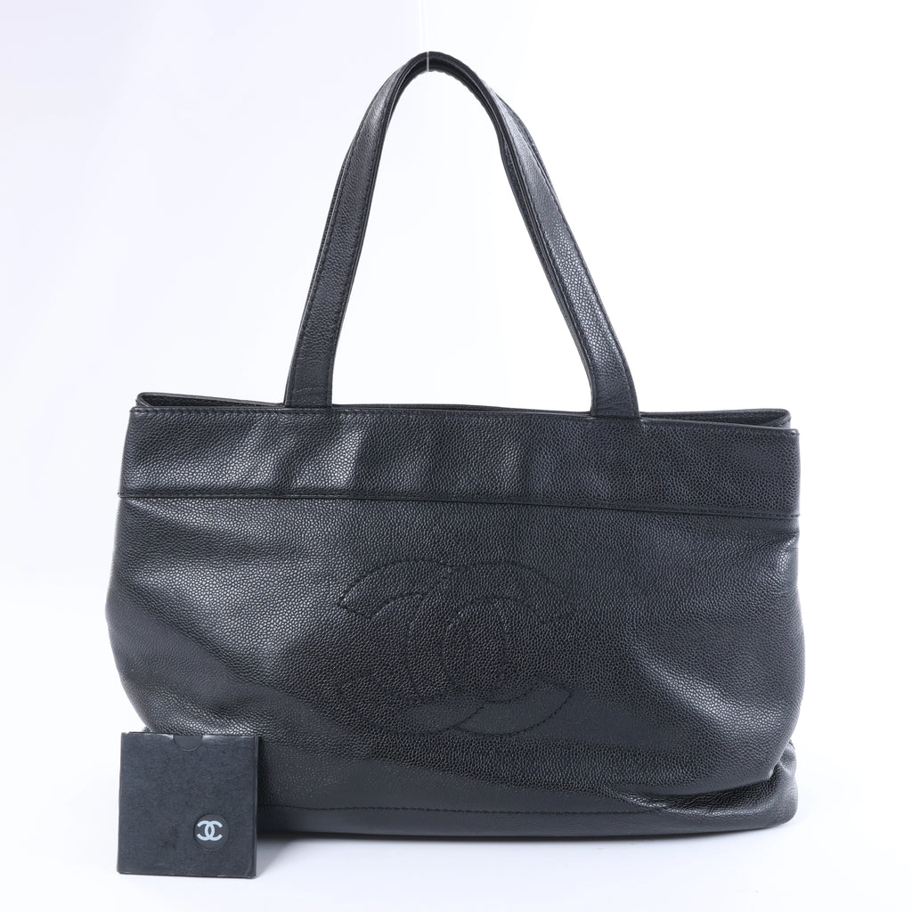 Chanel Coco Mark Line Caviar Leather Shoulder Bag in Black