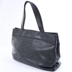 Chanel Coco Mark Line Caviar Leather Shoulder Bag in Black