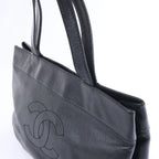 Chanel Coco Mark Line Caviar Leather Shoulder Bag in Black