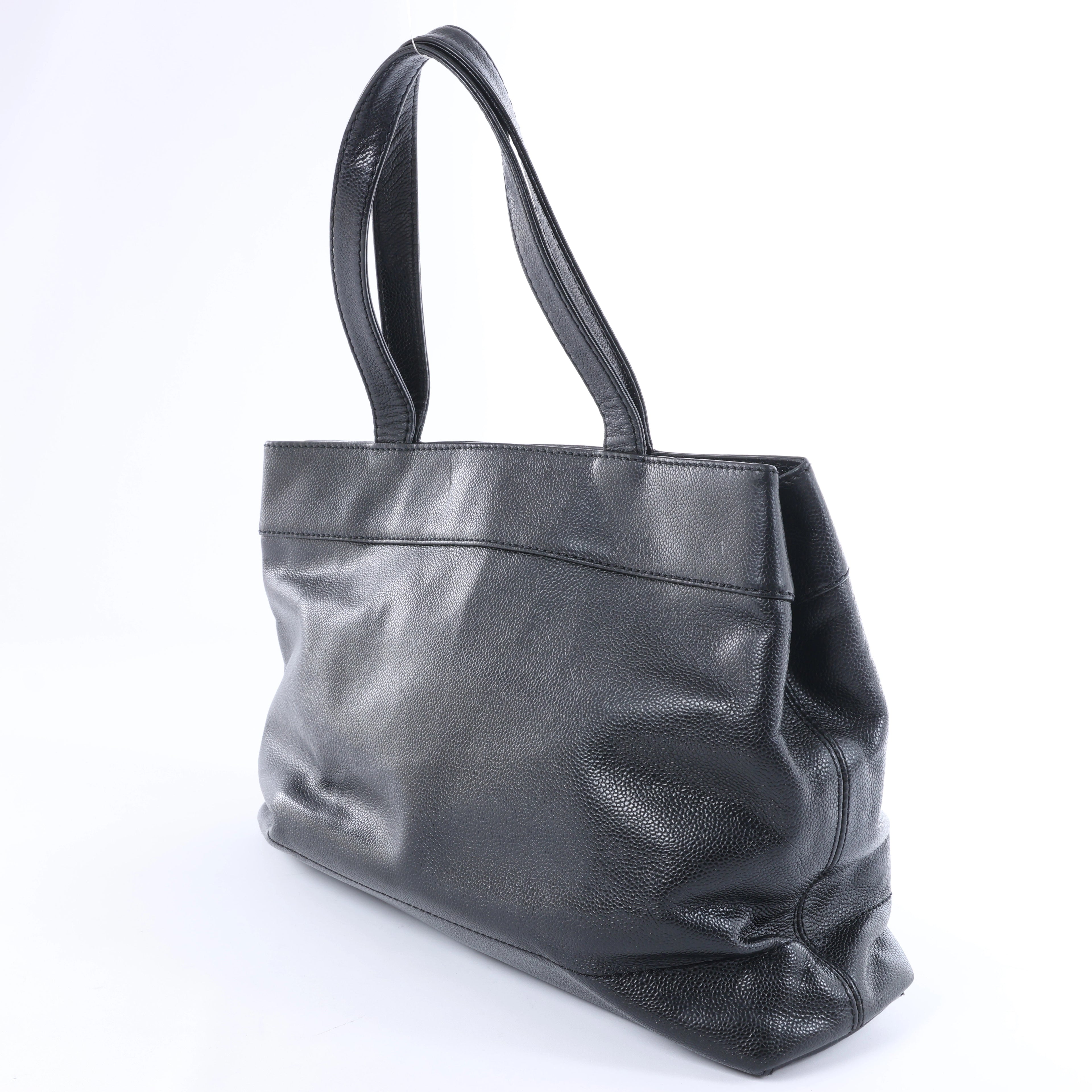 Chanel Coco Mark Line Caviar Leather Shoulder Bag in Black