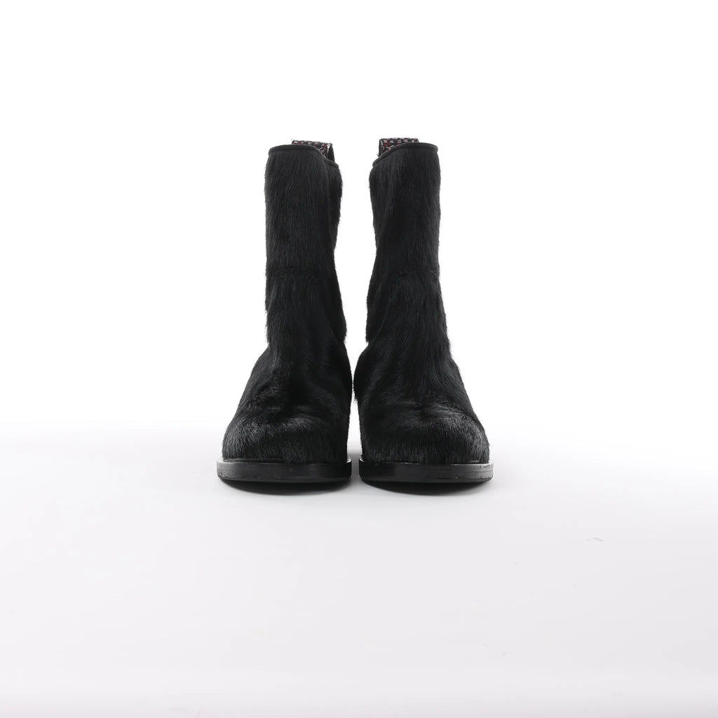 Chanel Coco Mark Cowhide Ankle Boots in Black G30120, Size 39C EU