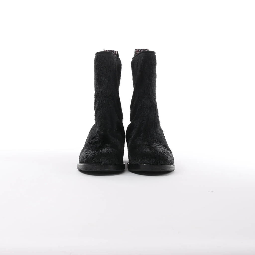 Chanel Coco Mark Cowhide Ankle Boots in Black G30120, Size 39C EU