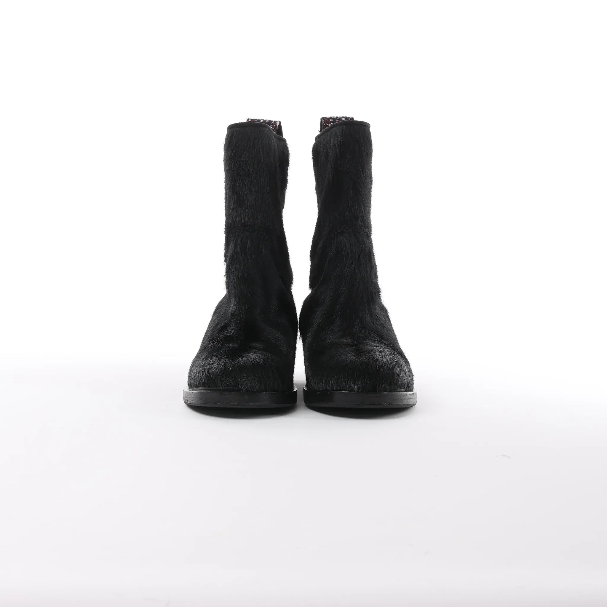 Chanel Coco Mark Cowhide Ankle Boots in Black G30120, Size 39C EU