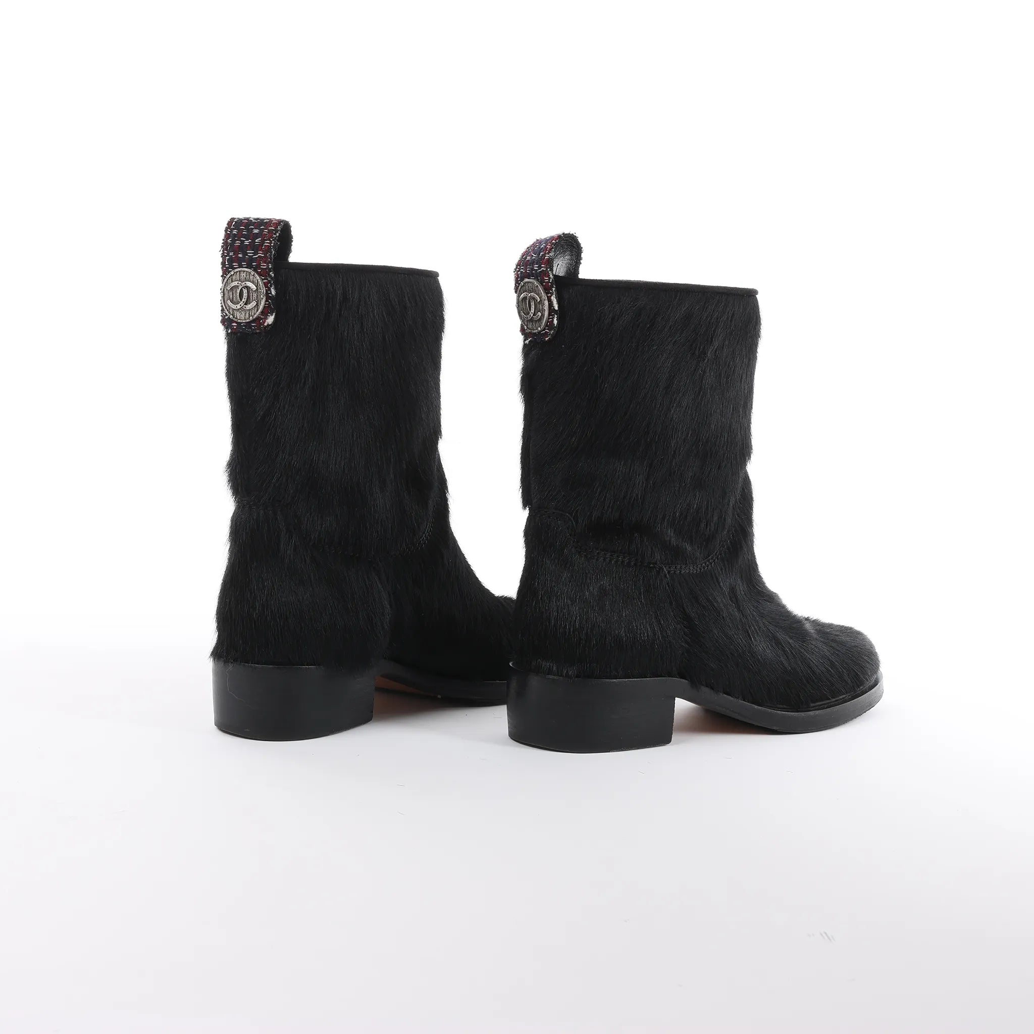 Chanel Coco Mark Cowhide Ankle Boots in Black G30120, Size 39C EU