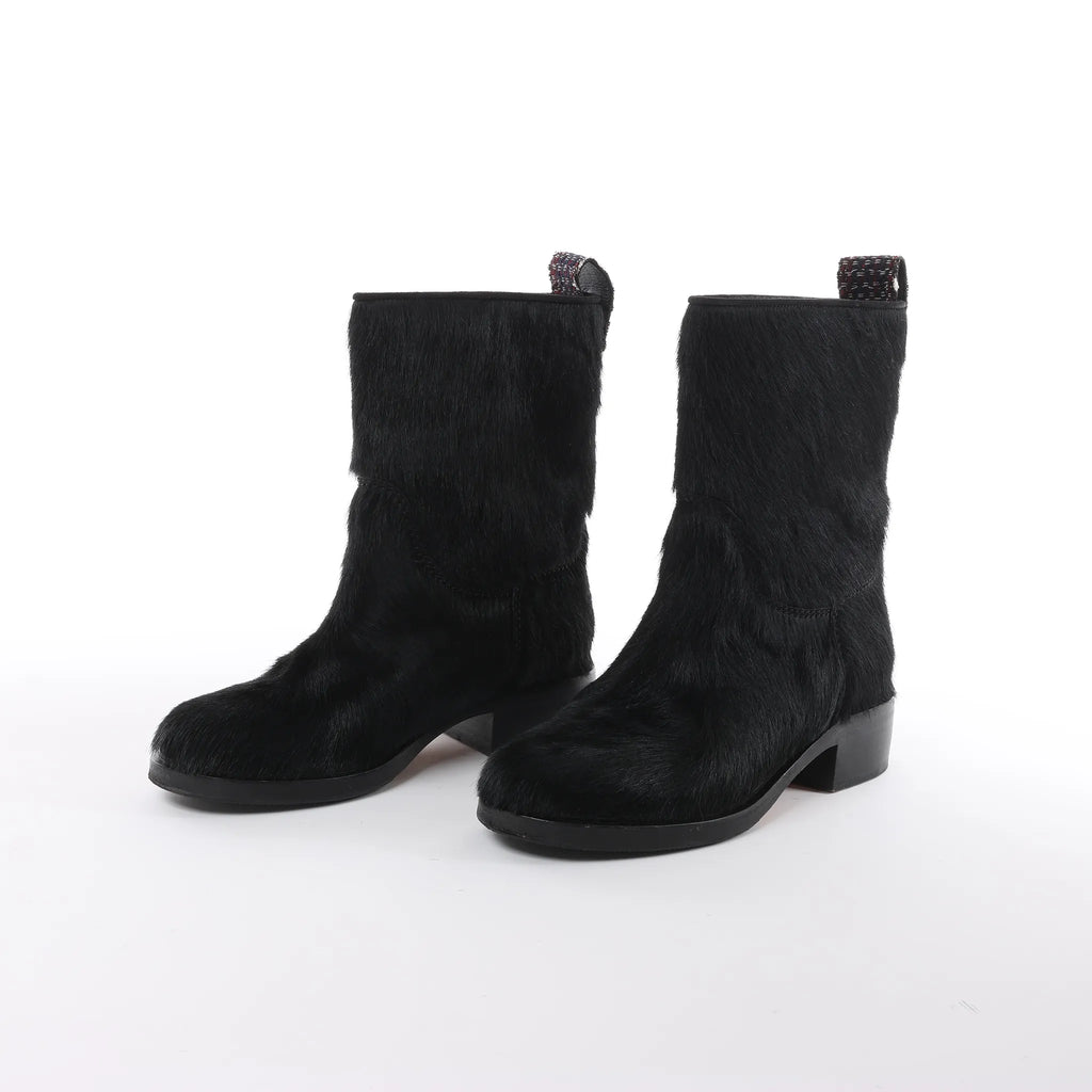 Chanel Coco Mark Cowhide Ankle Boots in Black G30120, Size 39C EU
