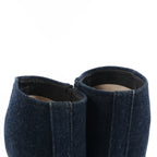 Chanel Coco Mark Denim Long Boots in Navy Blue, Size 37 EU