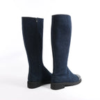 Chanel Coco Mark Denim Long Boots in Navy Blue, Size 37 EU