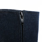 Chanel Coco Mark Denim Long Boots in Navy Blue, Size 37 EU