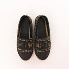 Chanel Metallic Tweed Grosgrain CC Espadrilles in Black x Gold G29762, Size 37 EU