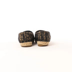 Chanel Metallic Tweed Grosgrain CC Espadrilles in Black x Gold G29762, Size 37 EU