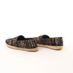 Chanel Metallic Tweed Grosgrain CC Espadrilles in Black x Gold G29762, Size 37 EU