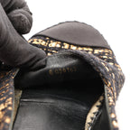 Chanel Metallic Tweed Grosgrain CC Espadrilles in Black x Gold G29762, Size 37 EU