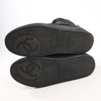 CHANEL Coco Mark Fabric High-top Sneakers in Black G35062, Size 38 EU