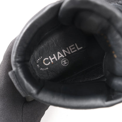 CHANEL Coco Mark Fabric High-top Sneakers in Black G35062, Size 38 EU