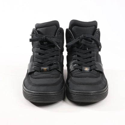 CHANEL Coco Mark Fabric High-top Sneakers in Black G35062, Size 38 EU