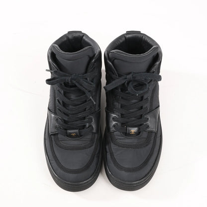 CHANEL Coco Mark Fabric High-top Sneakers in Black G35062, Size 38 EU