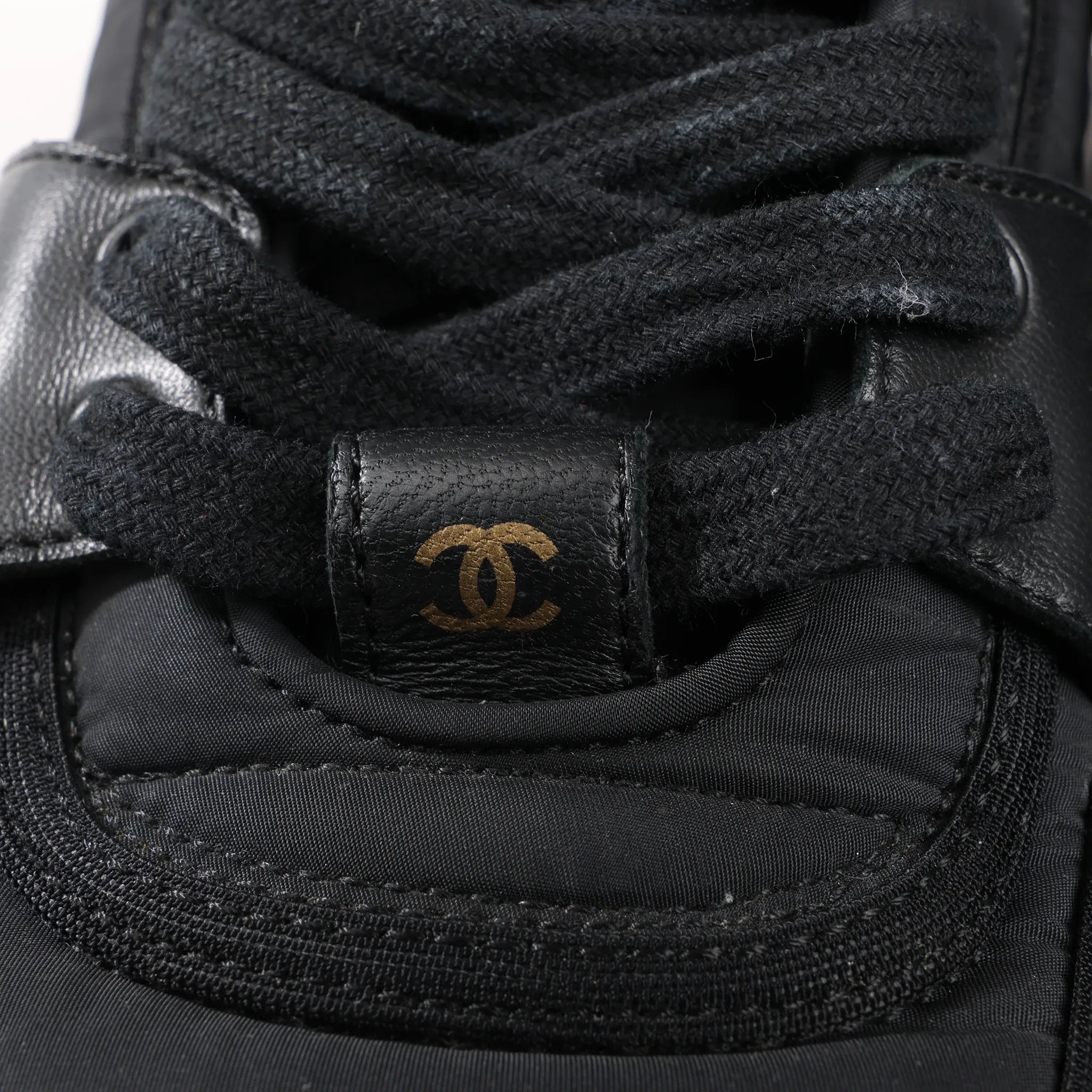 CHANEL Coco Mark Fabric High-top Sneakers in Black G35062, Size 38 EU