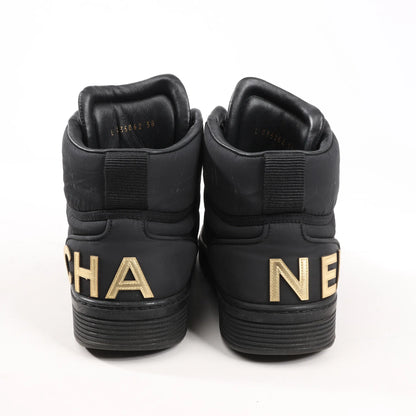 CHANEL Coco Mark Fabric High-top Sneakers in Black G35062, Size 38 EU