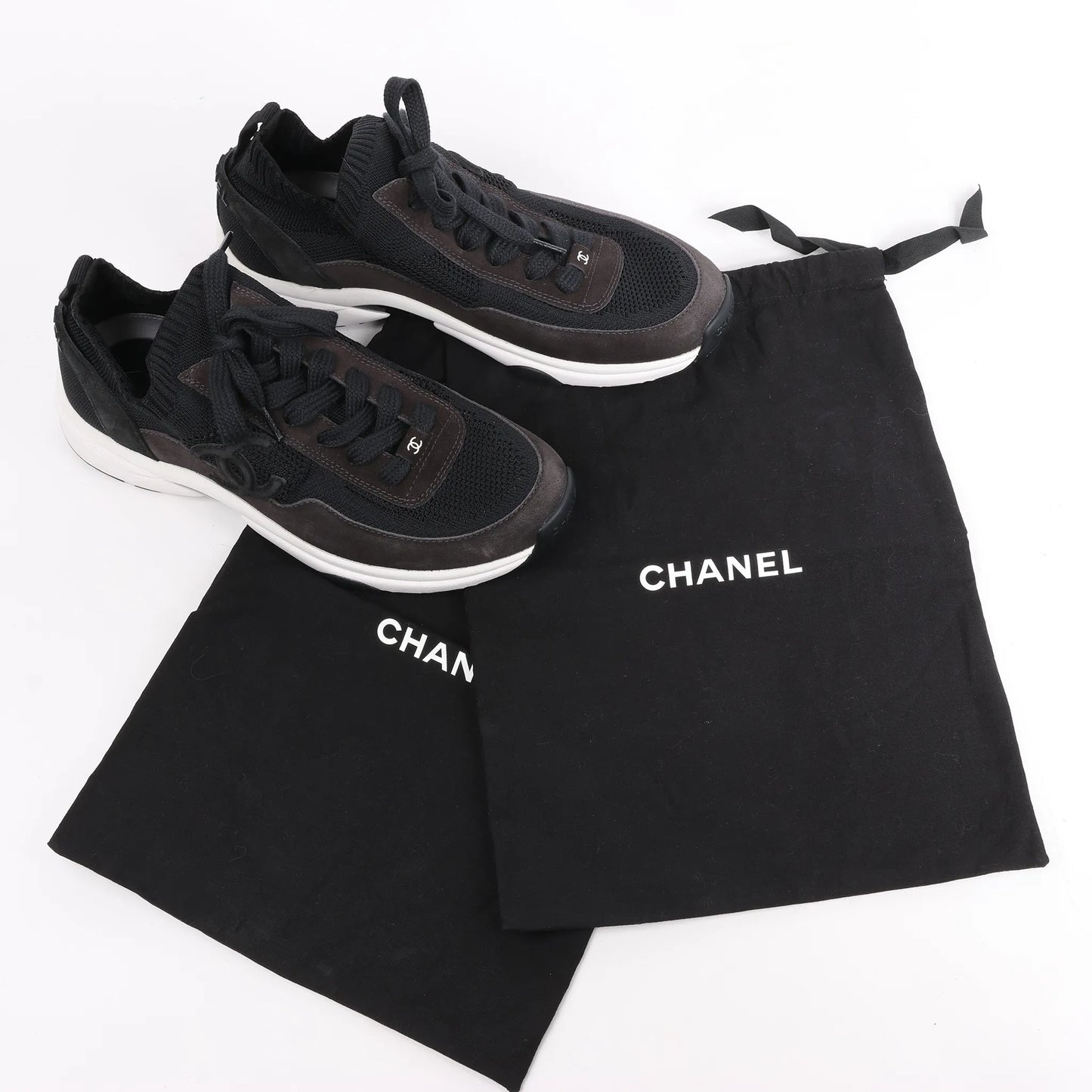 CHANEL Coco Mark Knit Sneakers in Schwarz G38750, Größe 40,5 EU