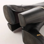 Chanel Coco Mark Leather Boots in Black x Gold G28737, Size 37C EU