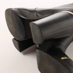 Chanel Coco Mark Leather Boots in Black x Gold G28737, Size 37C EU