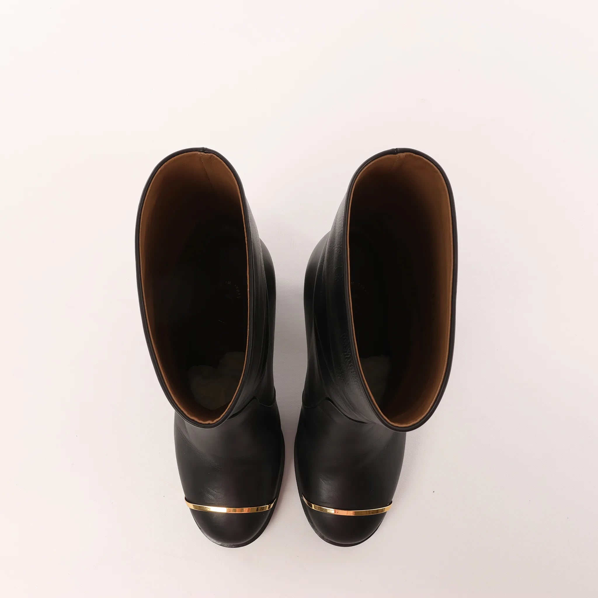 Chanel Coco Mark Leather Boots in Black x Gold G28737, Size 37C EU