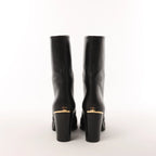 Chanel Coco Mark Leather Boots in Black x Gold G28737, Size 37C EU