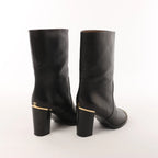 Chanel Coco Mark Leather Boots in Black x Gold G28737, Size 37C EU