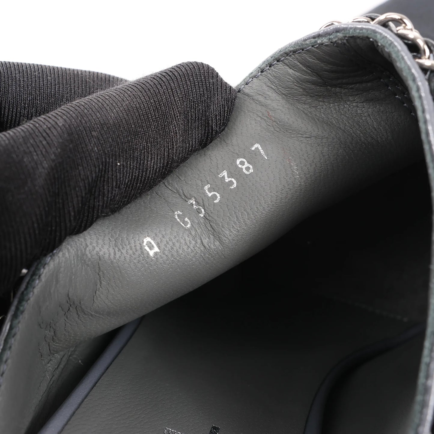 CHANEL Coco Mark Chain Leather Mule Sandals in Gray G35387, Size 40.5 EU