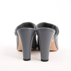 CHANEL Coco Mark Chain Leather Mule Sandals in Gray G35387, Size 40.5 EU