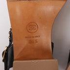 Chanel Coco Mark Leather Sandals Chain Strap in Brown x Black, Size EU 36.5
