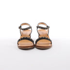 Chanel Coco Mark Leather Sandals Chain Strap in Brown x Black, Size EU 36.5