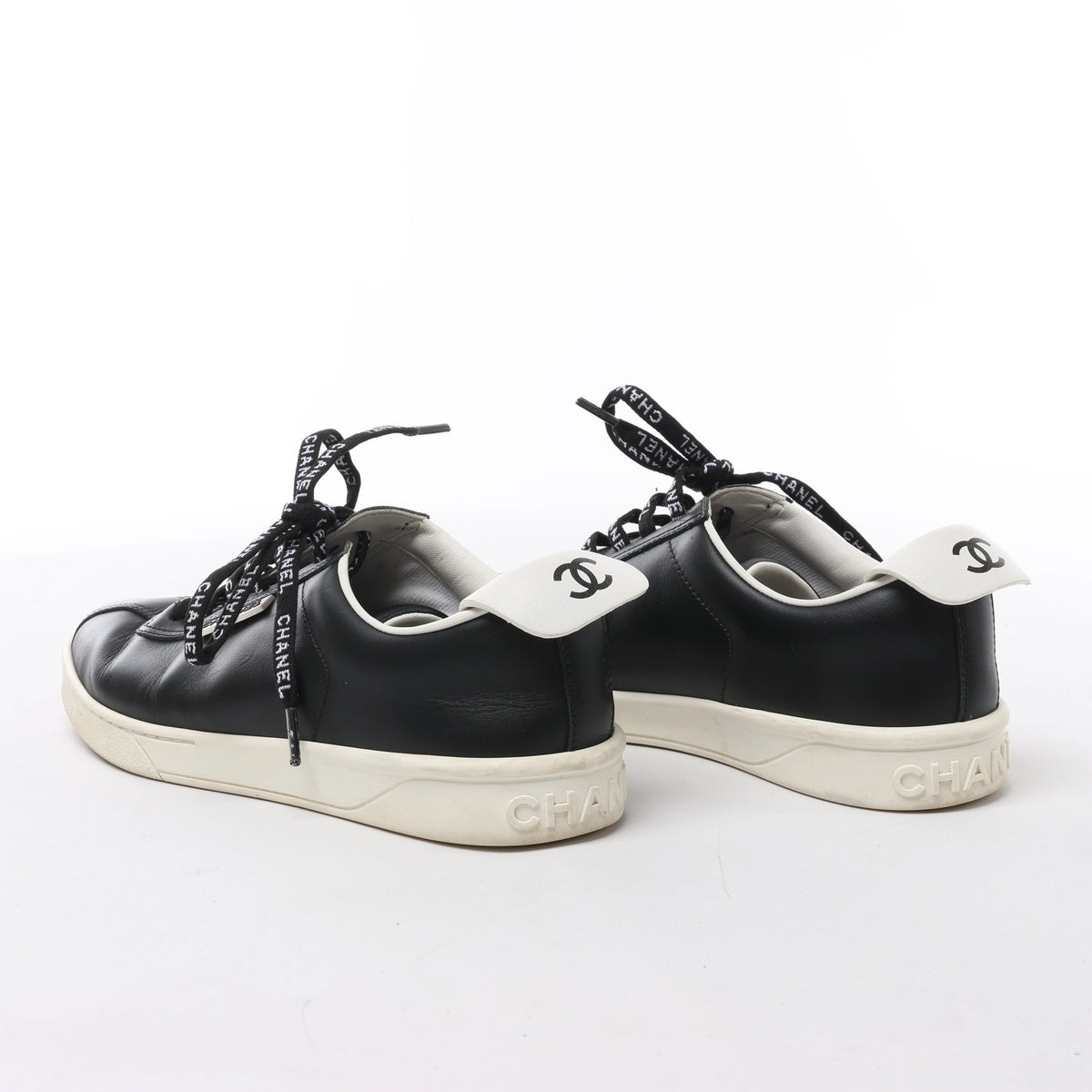 Chanel Coco Mark Leather Sneakers in Black G34085, Size EU 37