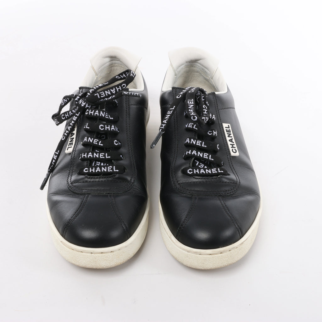 Chanel Coco Mark Leather Sneakers in Black G34085, Size EU 37