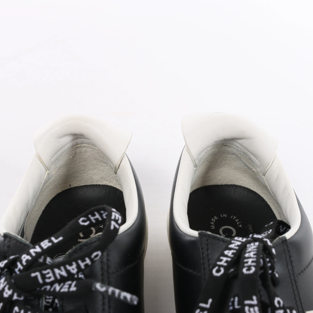 Chanel Coco Mark Leather Sneakers in Black G34085, Size EU 37