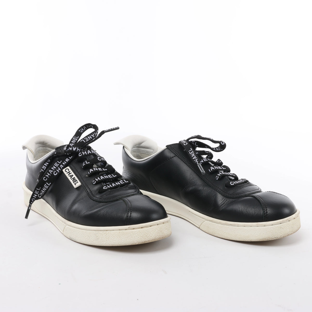 Chanel Coco Mark Leather Sneakers in Black G34085, Size EU 37