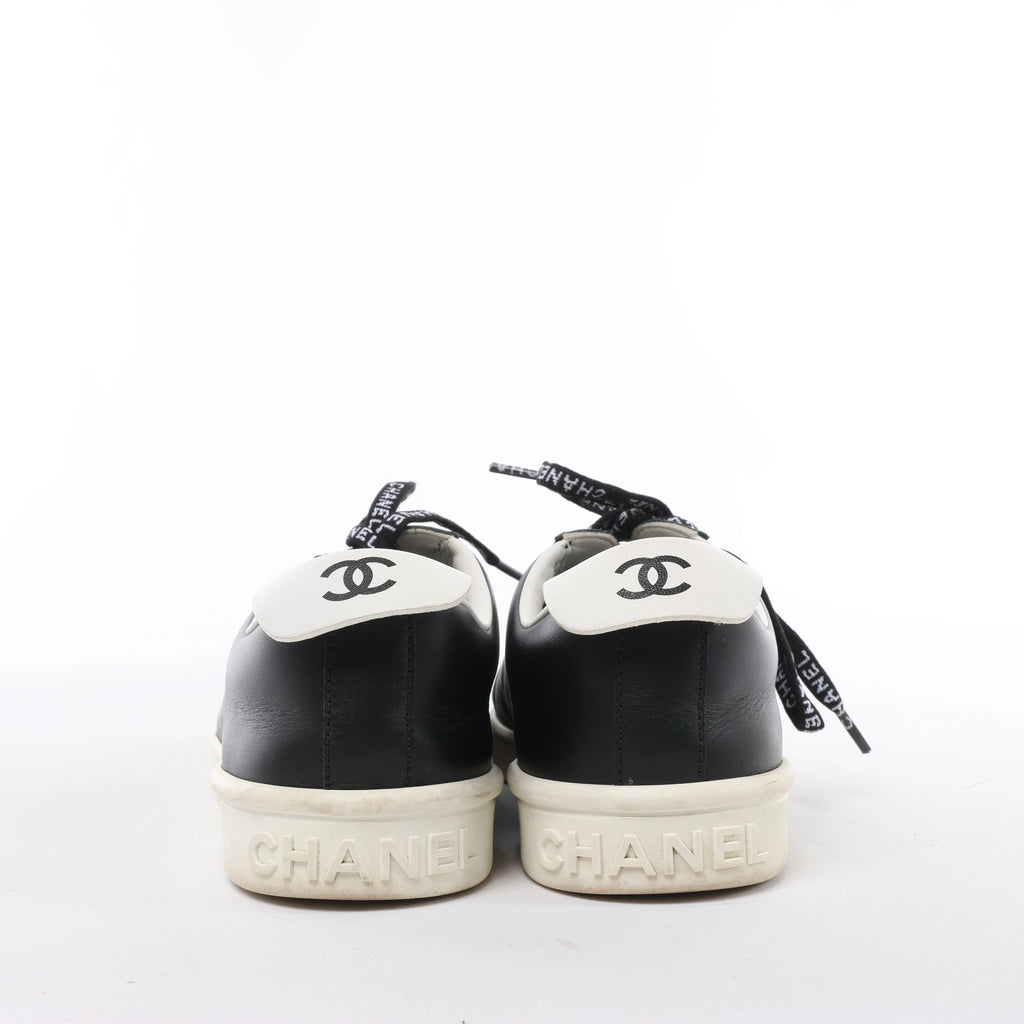 Chanel Coco Mark Leather Sneakers in Black G34085, Size EU 37