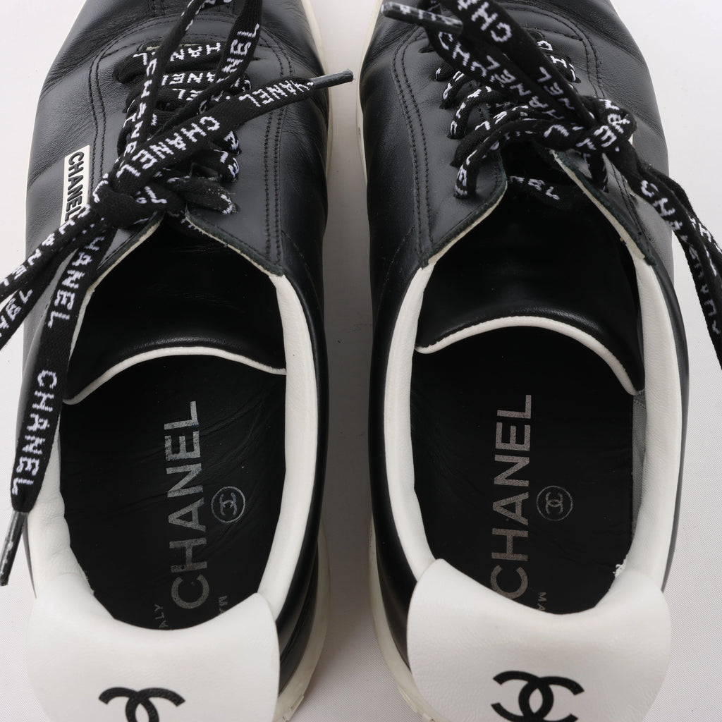 Chanel Coco Mark Leather Sneakers in Black G34085, Size EU 37