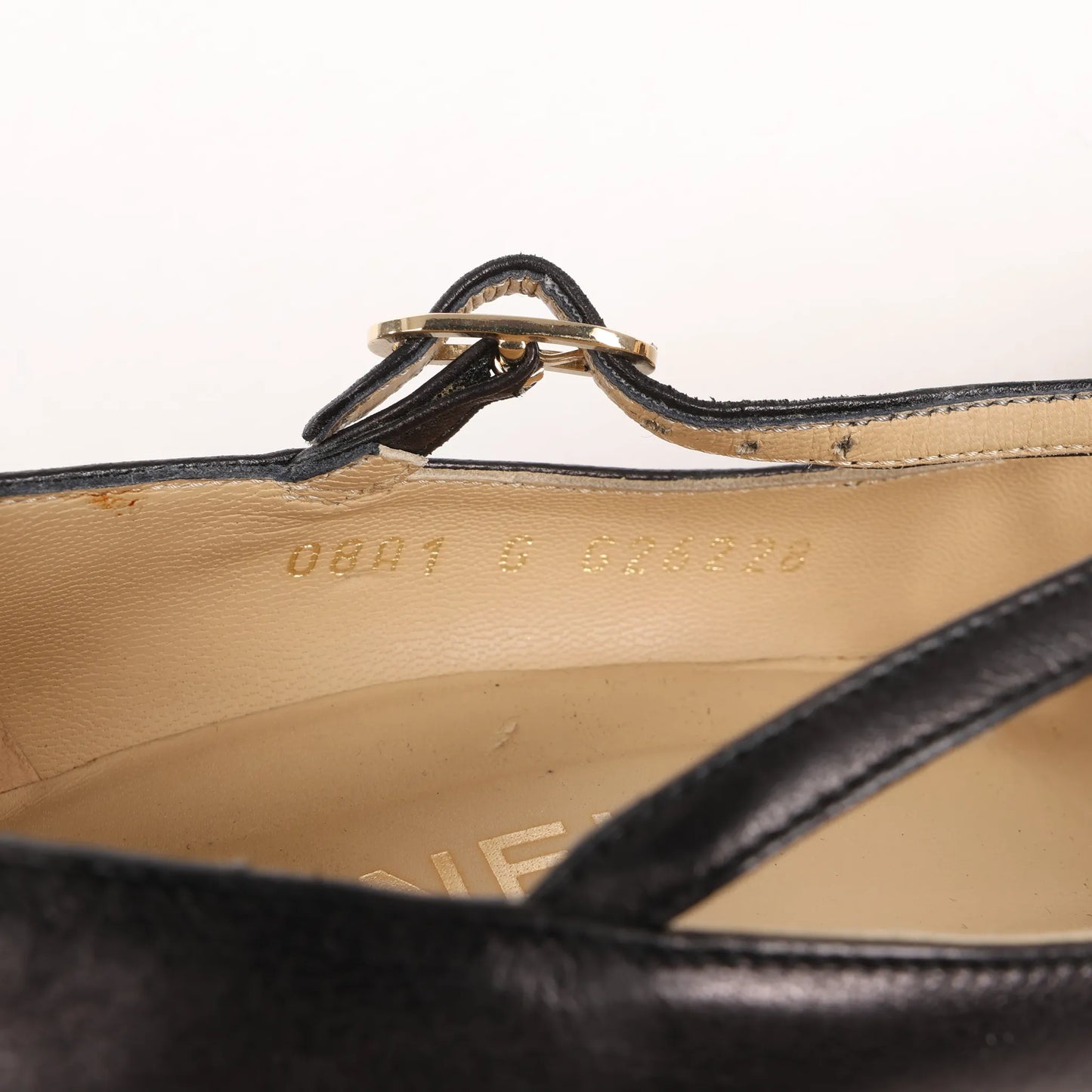 Chanel Coco Mark Leather Heels Beige x Black G26228, Size 40 EU