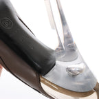 Chanel Coco Mark Leather Strap Heels in Gray G27647, Size 37.5 EU