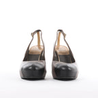 Chanel Coco Mark Leather Strap Heels in Gray G27647, Size 37.5 EU
