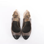 Chanel Coco Mark Leather Strap Heels in Gray G27647, Size 37.5 EU