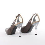 Chanel Coco Mark Leather Strap Heels in Gray G27647, Size 37.5 EU