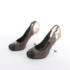 Chanel Coco Mark Leather Strap Heels in Gray G27647, Size 37.5 EU
